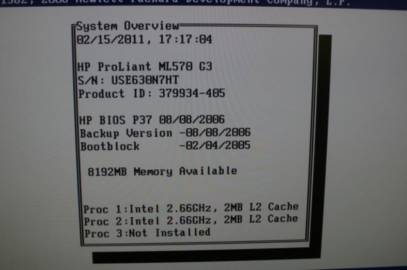 HP Proliant ML570 G3 Dual 2.66Ghz Xeon Dual Core Server  