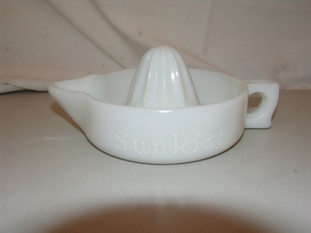 Vintage Sunkist Milk Glass Juice Reamer Press Juicer  