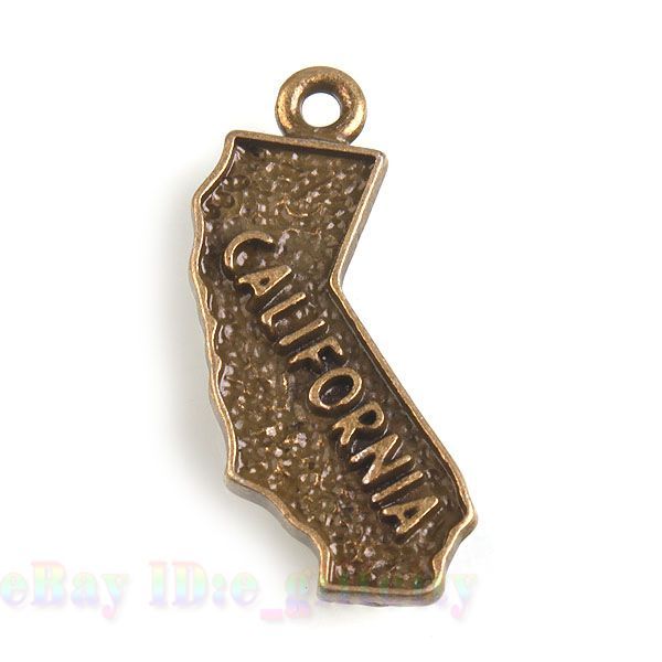 50pcs 142074 Free Ship Vintage Bronze California Map Charms Pendant 