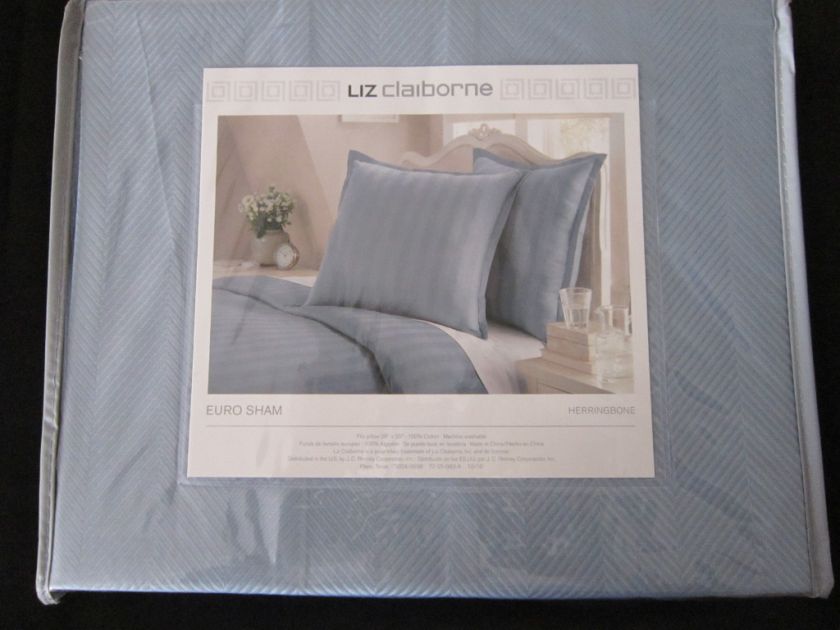 Liz Claiborne Dusty Blue Herringbone Euro Sham NEW  trusted seller 