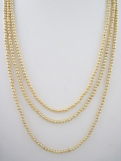 NEW A.V MAX Gold Tone Beaded Chain Long Necklace  