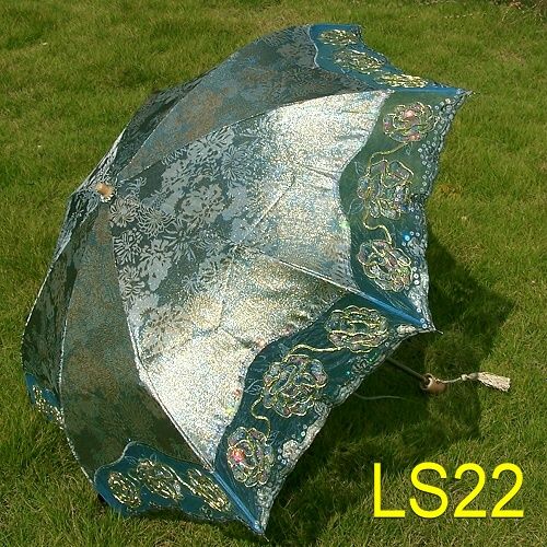 Ladys Lace Parasol Double Folding Anti Uv Sun Umbrella  