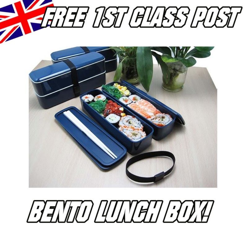 Sushi Bento Lunch Box & Chopsticks   Various Colours  