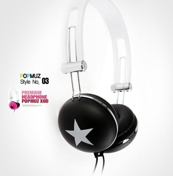 Mix style Star Pattern 3.5mm PC Earphone Headphone   