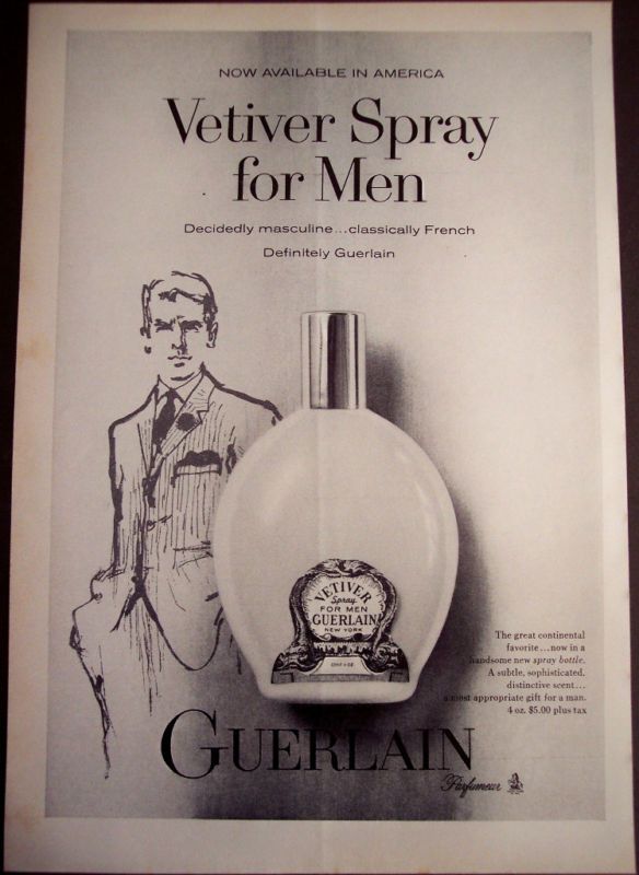 1962 GUERLAIN Vetiver Spray for Men vintage ad  