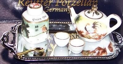 DOLLHOUSE MINIATURE JAPANESE TEA CEREMONY SET by REUTTER PORCELAIN 