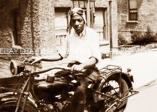   AFRICAN AMERICAN HARLEY DAVIDSON INDIAN MOTORCYCLE RIDER PHOTO  