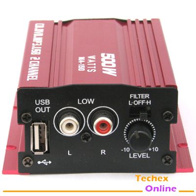 2CH 500W 12V USB Mini AMP  Car Motorcycle Amplifier  