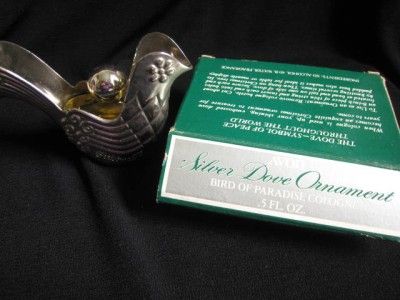 AVON Vintage 1976 Christmas Silver Dove Ornament NIB Bird of Paradise 