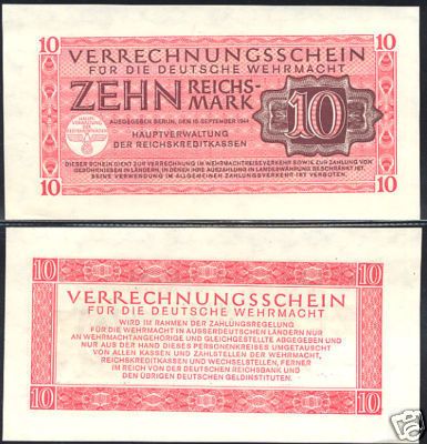 GERMANY   10 REICHSMARK 1944 UNC   P M40  