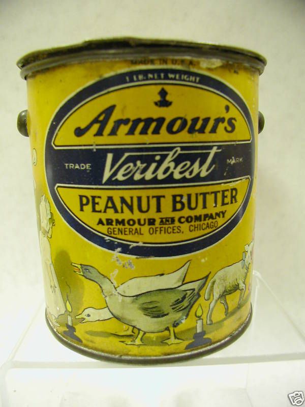 ARMOURS VERI BEST PEANUT BUTTER TIN PAIL VINTAGE ADVERTISING 638 O 