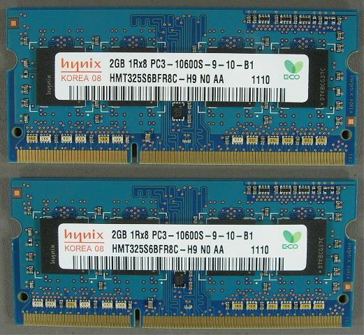   Hynix 2 X 2GB PC3 10600S SODIMM Laptop Notebook Memory Sticks 4GB RAM