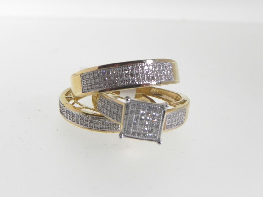 Mens Ladies Diamond Trio Engagement Ring Set  