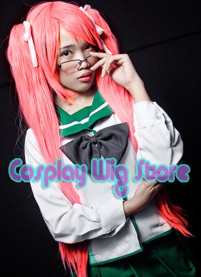   of the Dead Saya Takagi Cosplay Short Pink Hair Wig + Ponytails  