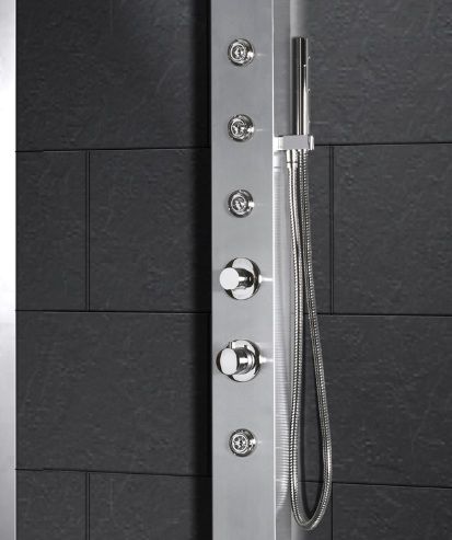 ARIEL STAINLESS SHOWER MASSAGE PANEL WITH OVERHEAD RAINFALL SHOWERHEAD 