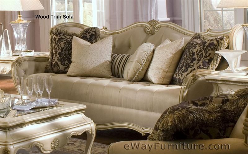   White Sofa Button Tufted Upholstery Throw Pillows Included  