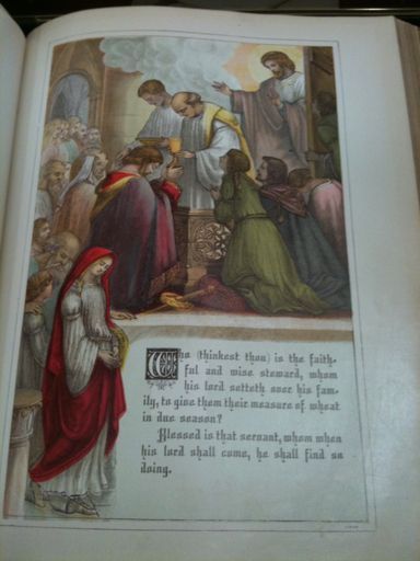 ANTIQUE HOLY CATHOLIC FAMILY BIBLE UNMARKED LEATHER COLOR PLATES DOUAY 