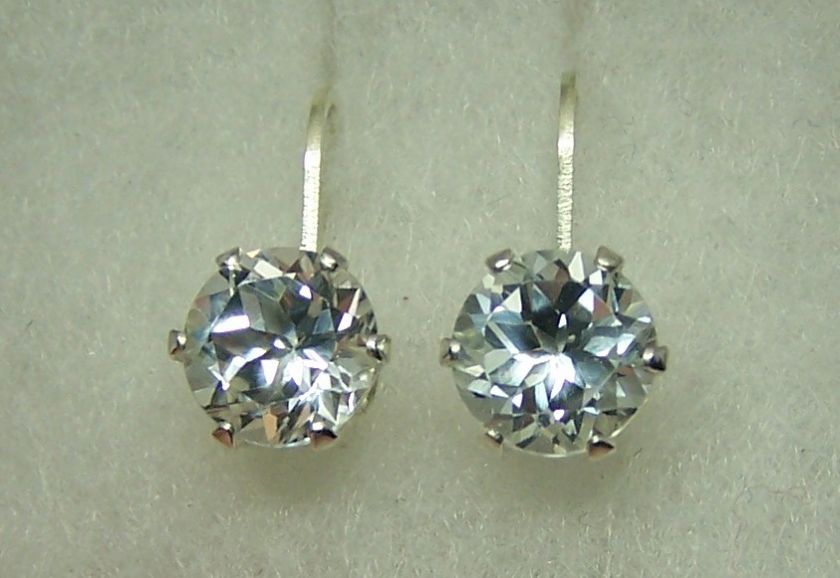 ss 4ctw WHITE Topaz leverback earrings diamond clear  