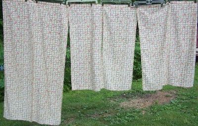 VINTAGE TRELLIS FLORAL CURTAINS/DRAPES 6 PANELS  