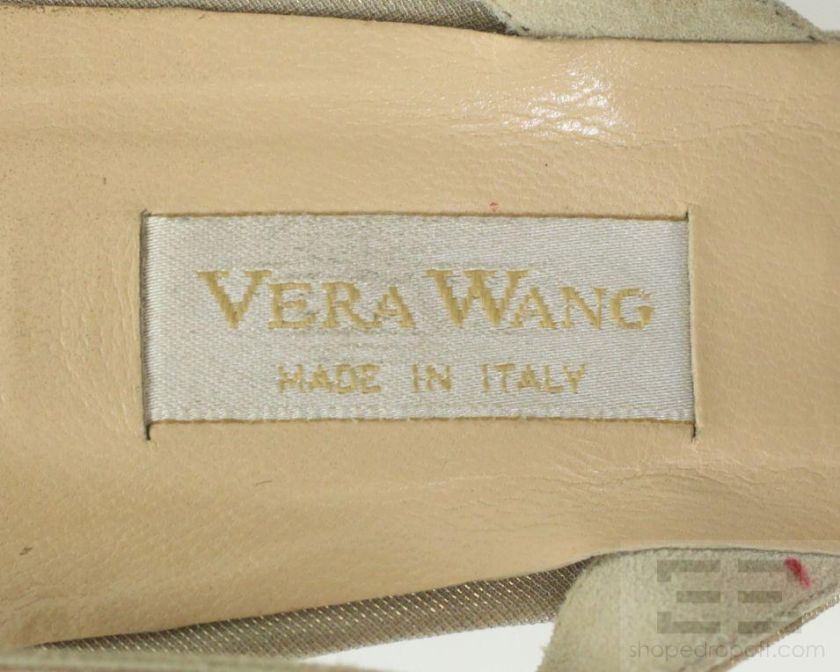 Vera Wang Gold Mesh And Iridescent Bead Trim Slingback Heels Size 6.5 