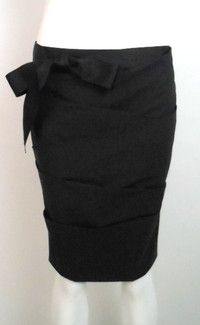 VERA WANG Gray Wool Ruched/Gathered Bow Skirt 40/6 SALE   