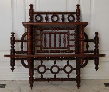 VICTORIAN EASTLAKE 2 SHELF WALL UNIT W ELABORATE STICK AND BALL DESIGN 