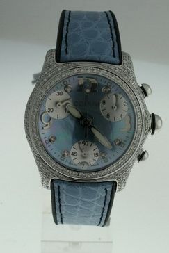 NEW Courm Bubble 18k White Gold Chrono. Diamond WATCH  